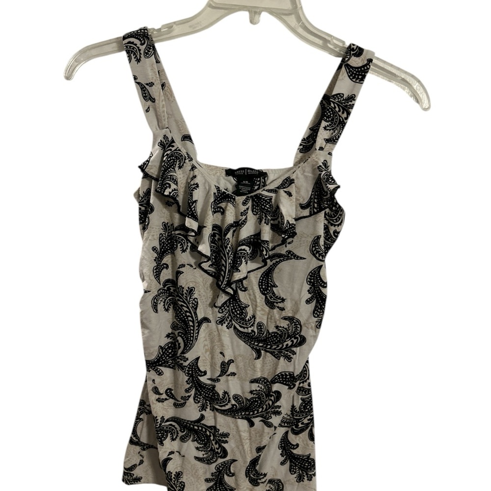 White House Black Market Black and Cream Camisole